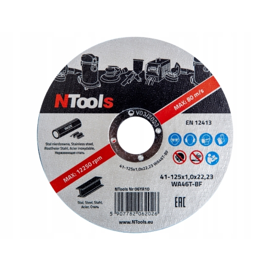 125 x 1,2 x 22,23 mm APP TARCZA PŁASKA DO CIĘCIA METALU Ntools 380