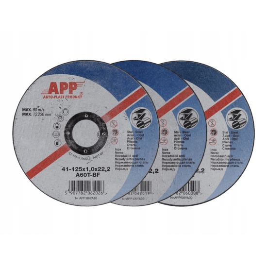 125 x 1,2 x 22,23 mm APP TARCZA PŁASKA DO CIĘCIA METALU Ntools 380