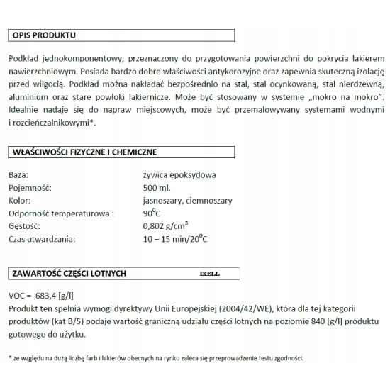 PODKŁAD EPOKSYDOWY MASTER SPRAY antykorozyjny szary 500 ml 1914