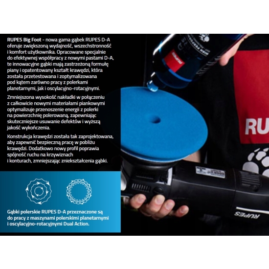 RUPES Gąbka polerska mocno tnąca ROTARY 349