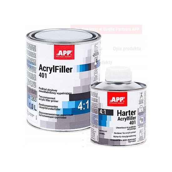 APP AcrylFiller 401 4:1 Podkład wypełniający BIAŁY 1,25 mokro na mokro 2184