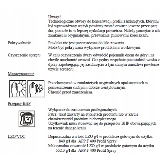 500ml APP F400 bursztynowy preparat do zabezpieczenia profili w sprayu 1064