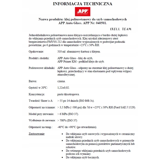APP AutoGlass 6H KLEJ DO MONTAŻU SZYB samochodowych schnie w 6 godzin 2023