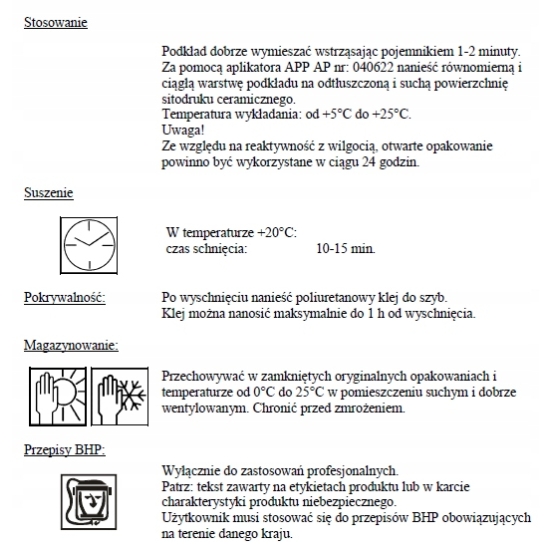 APP Primer KM 30 ml Podkład kleju DO SZYB aktywator przyczepności 1038