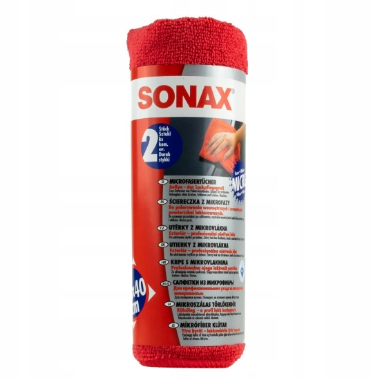 SONAX 2 sztuki ŚCIERECZKI MIKROFIBRA 40x40 idealne do polerowania 614
