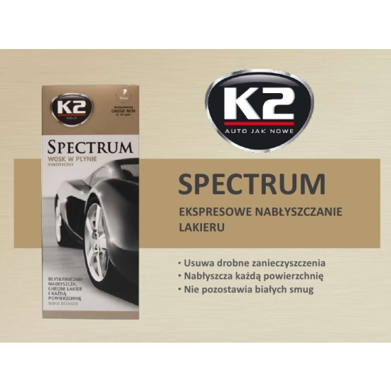K2 SPECTRUM WOSK 700 ml + MIKROFIBRA wyostrza lustrzany połysk lakieru 979