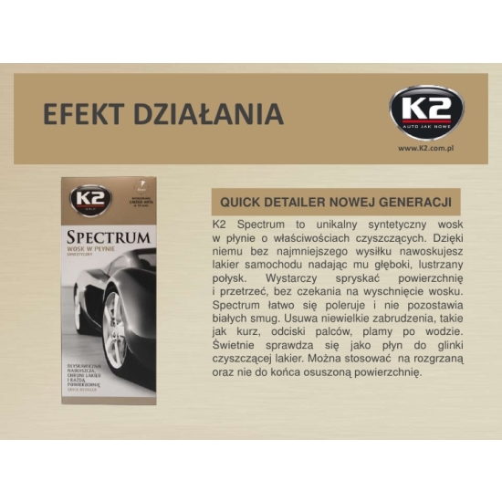 K2 SPECTRUM WOSK 700 ml + MIKROFIBRA wyostrza lustrzany połysk lakieru 979
