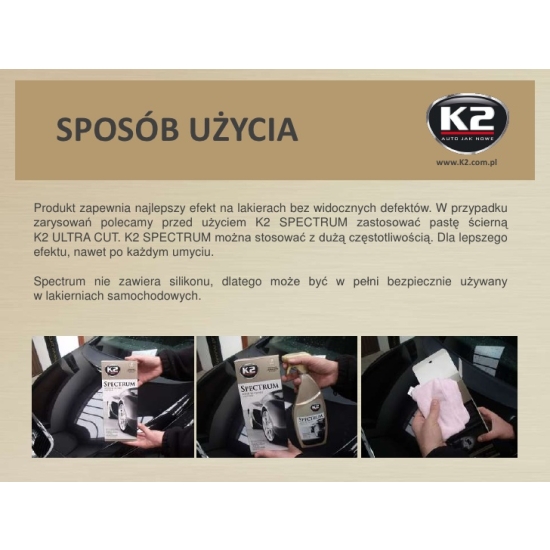 K2 SPECTRUM WOSK 700 ml + MIKROFIBRA wyostrza lustrzany połysk lakieru 979