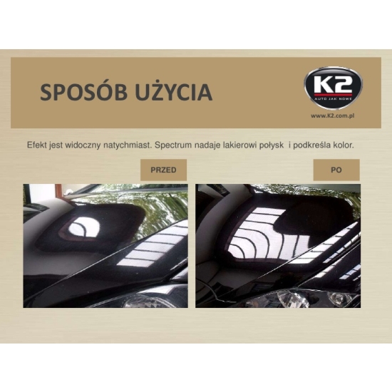 K2 SPECTRUM WOSK 700 ml + MIKROFIBRA wyostrza lustrzany połysk lakieru 979