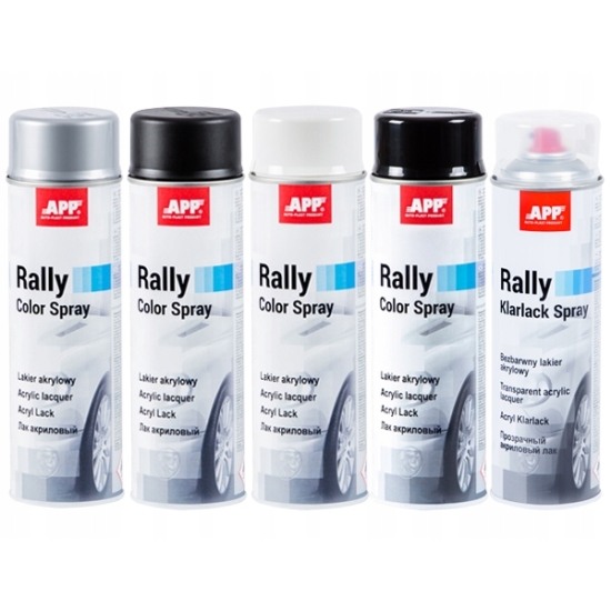 APP Rally Lakier CZARNY wysoki POŁYSK 500ml akryl z dyszą obrotową1454