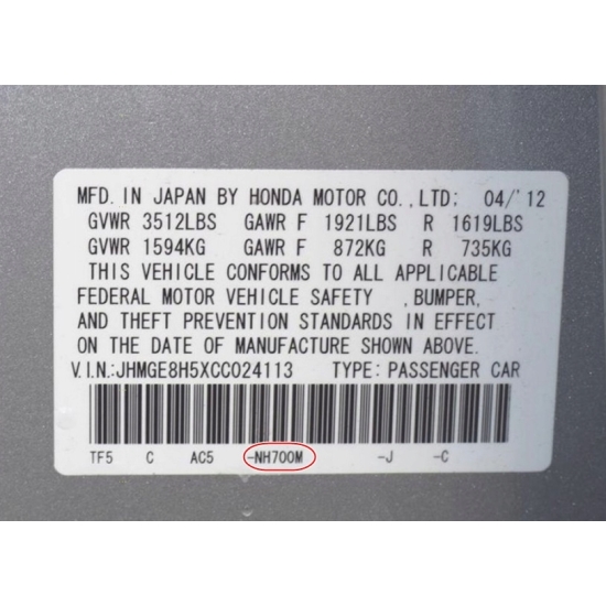 lakier HONDA ALABASTER SILVER NH700M 1 litr IXELL BAZA rozcieńczalnikowa 55