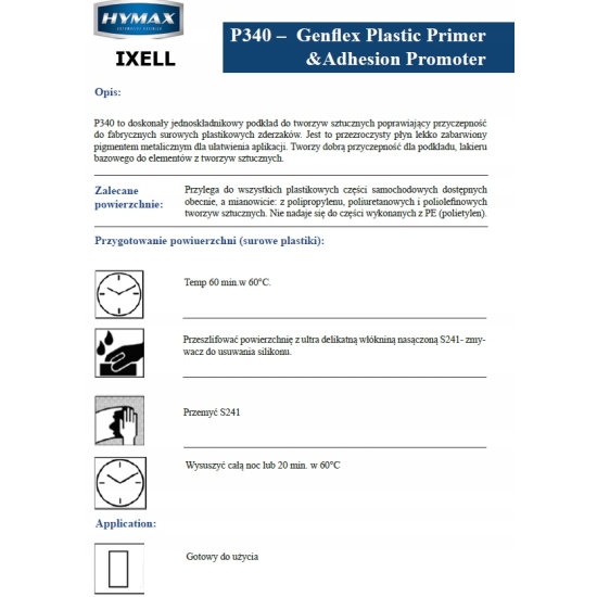 HYMAX P350 100 ml Podkład NA PLASTIK tworzywa sztuczne TRANSPARENTNY 1791