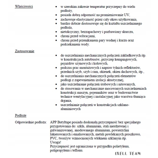 APP Taśma uszczelniająca BUTYLOWA 8mm x 6m najlepsza jakość 1042