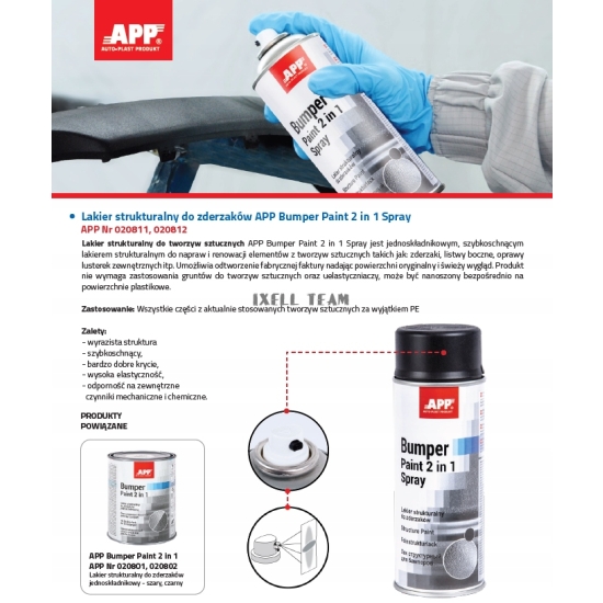 APP BUMPER PAINT SZARY lakier strukturalny do tworzyw sztucznych 400ml 724