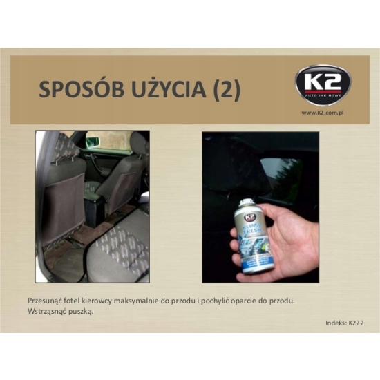 K2 KLIMA FRESH Odświeżacz klimatyzacji nabój 150ml usuwa zaopachy 407