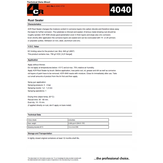 4CR 4040 PODKŁAD antykorozyjny ZATRZYMUJE KOROZJĘ  100ml 1501