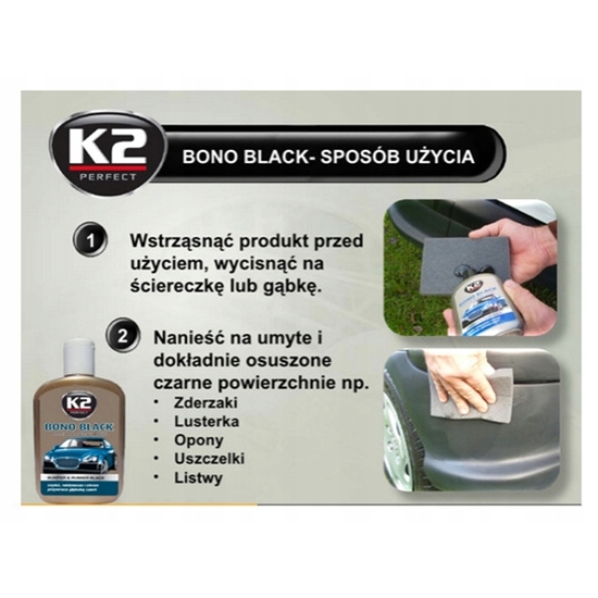 Czernidło do gumy i plastiku BONO BLACK 250 ml długotrwały efekt 545