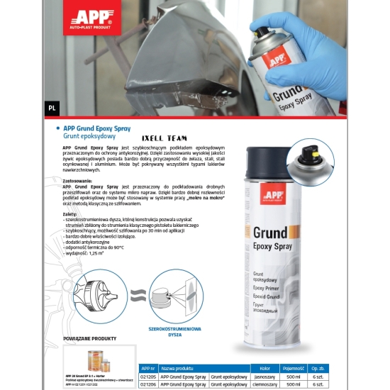 APP Spray Grunt EPOXY podkład epoksydowy kolor jasnoszary 500ml 33