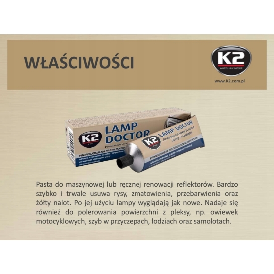 K2 LAMP DOCTOR PASTA do ręcznego polerowania zmatowiałych REFLEKTORÓW 1486