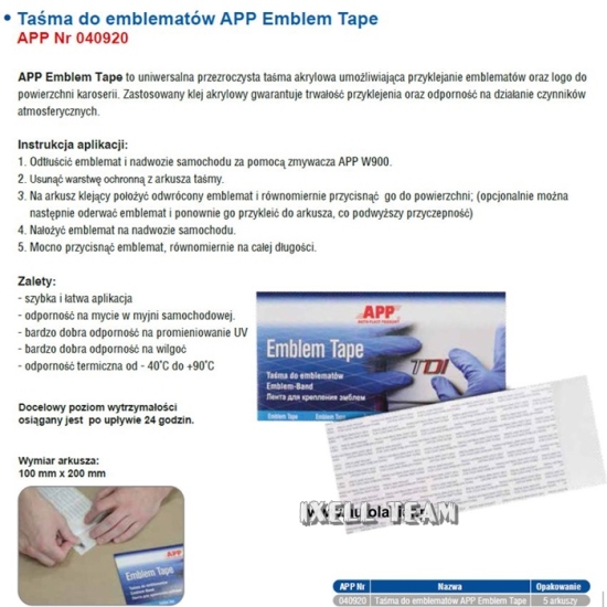 APP TAŚMA transparentna DO NAKLEJANIA EMBLEMATÓW logo AUTA mocny klej 644