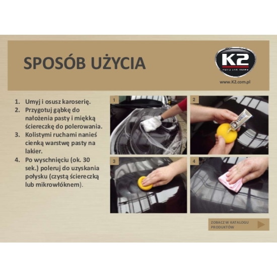 K2 TURBO 250g lekkościerna pasta Z APLIKATOREM polerująca woskująca 954