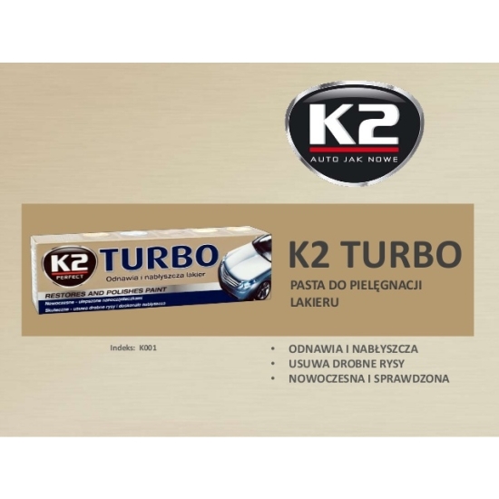 K2 TURBO 250g lekkościerna pasta Z APLIKATOREM polerująca woskująca 954