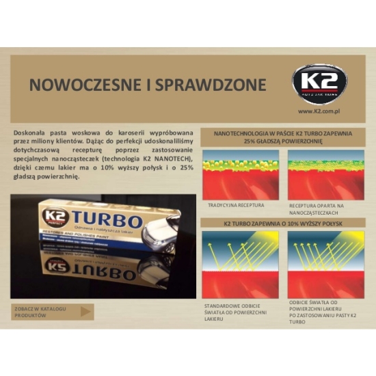 K2 TURBO 250g lekkościerna pasta Z APLIKATOREM polerująca woskująca 954