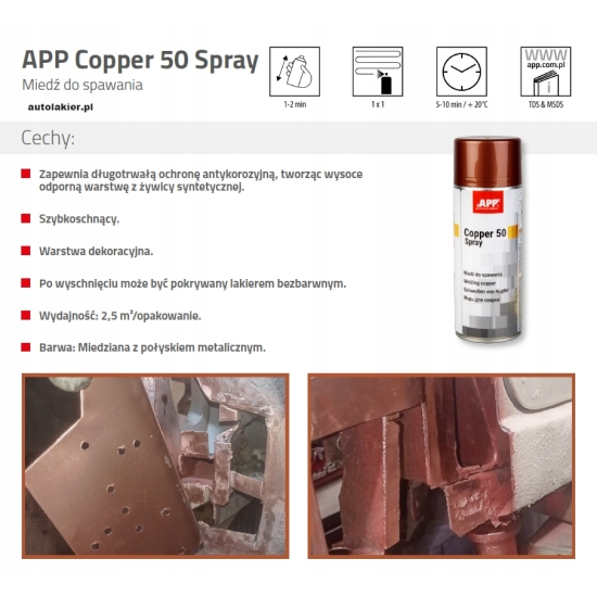 APP COOPER Miedź na spawy zgrzewy + ochrona przed korozją 400 ml Spray 702