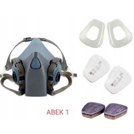 3M 7503 maska ROZMIAR L większy rozmiar twarzy + komplet filtrów ABEK 392