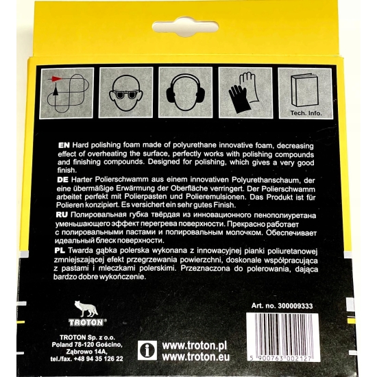 BRAYT GĄBKA polerska TWARDA na rzep 150 x 25 mm mocnotnąca polerująca 1083