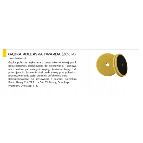 BRAYT GĄBKA polerska TWARDA na rzep 150 x 25 mm mocnotnąca polerująca 1083