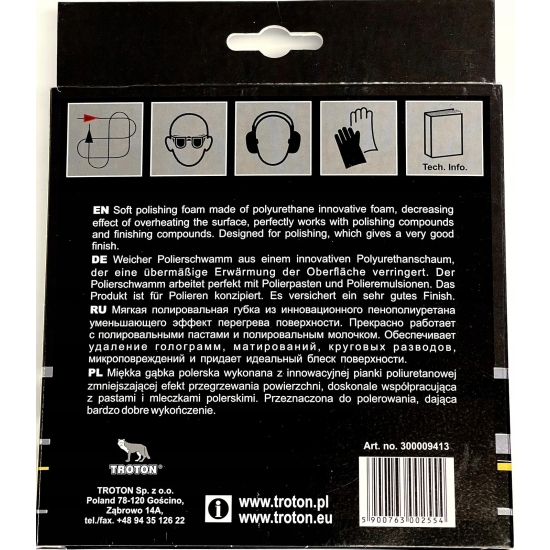 BRAYT GĄBKA szara MIĘKKA na rzep 150 x 25 mm polerowanie wykończeniowe 1083
