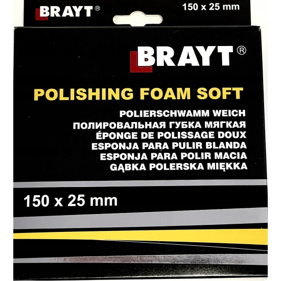 BRAYT GĄBKA szara MIĘKKA na rzep 150 x 25 mm polerowanie wykończeniowe 1083