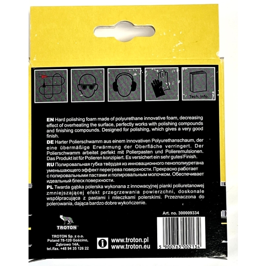 BRAYT GĄBKA polerska TWARDA na rzep 80 x 25 mm mocnotnąca polerująca 1084