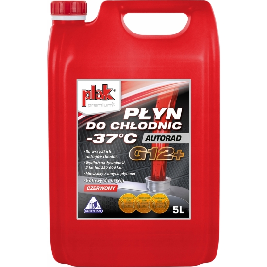 PLAK 5 litrów PLYN DO CHŁODNIC czerwony G12+ RED wysoka jakość 849