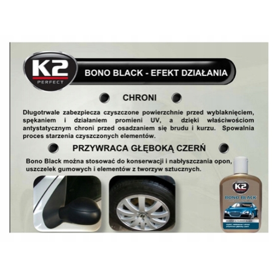 250 ml BONO BLACK Czernidło do gumy i plastiku długotrwały efekt-K2 545