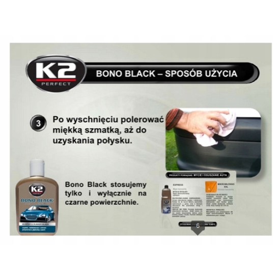 250 ml BONO BLACK Czernidło do gumy i plastiku długotrwały efekt-K2 545