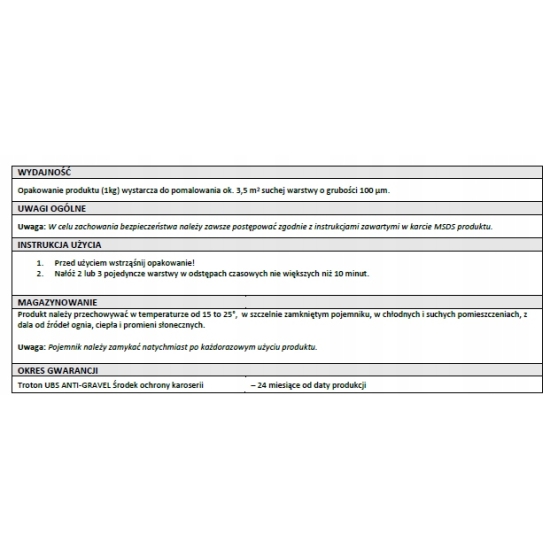 CZARNY Baranek RANGERS ochrona karoserii PRZED KAMIENIAMI Troton 1kg 1160