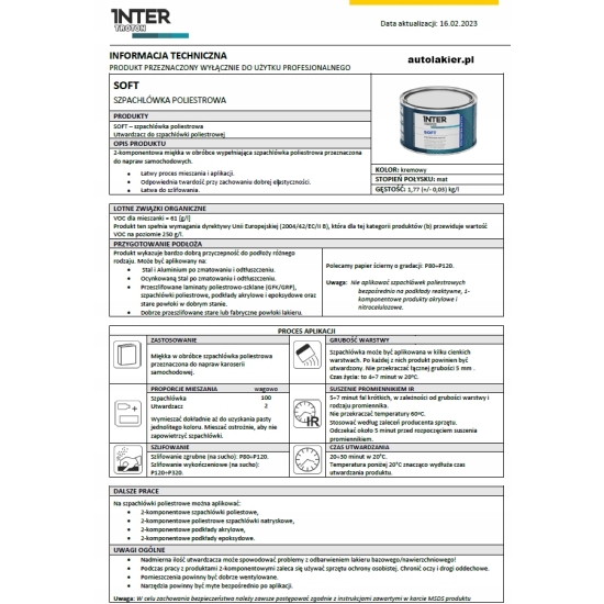 SZPACHLÓWKA SOFT 0,4 wypełniająca biały kolor ŁATWA OBROBKA Troton 578