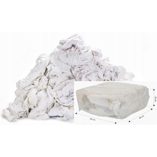 CZYŚCIWO Szmatki bawełniane BIAŁE cięte 10 kg bez zamków, guzików 1757