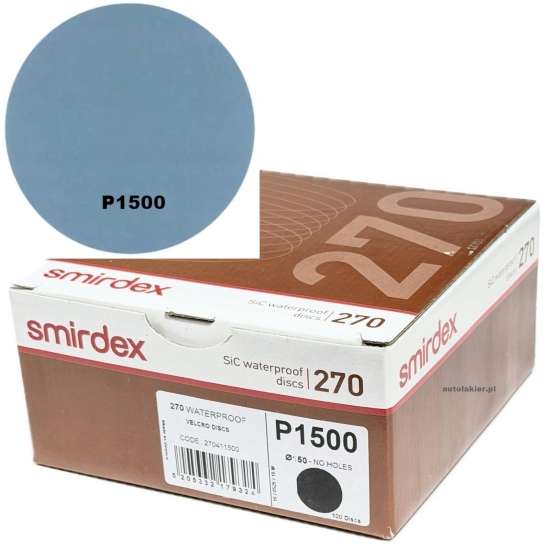 P1500 KRĄŻEK ścierny wodny 150mm na rzep szlifowanie na mokro SMIRDEX 631