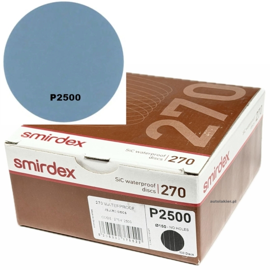 P2500 KRĄŻEK ścierny wodny 150mm na rzep szlifowanie na mokro SMIRDEX 488
