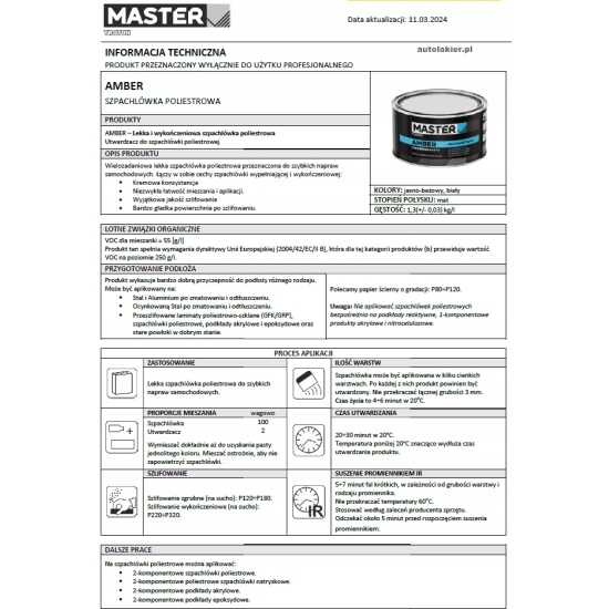 3000ml MASTER Amber Multifunkcyjna szpachlówka 