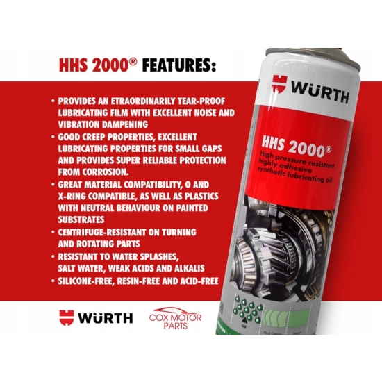 WURTH HHS 2000 smar odporny na wysokie ciśnienie obroty zatarcia 47
