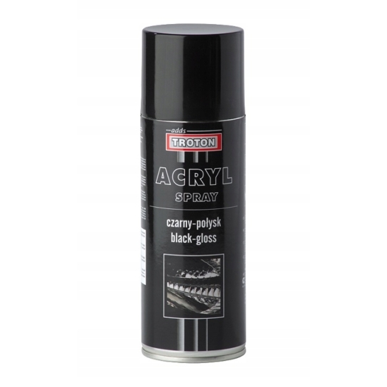 SPRAY CZARNY lakier o dużym POŁYSKU PEŁNY AKRYL 400 ml pojemności TROTON 48