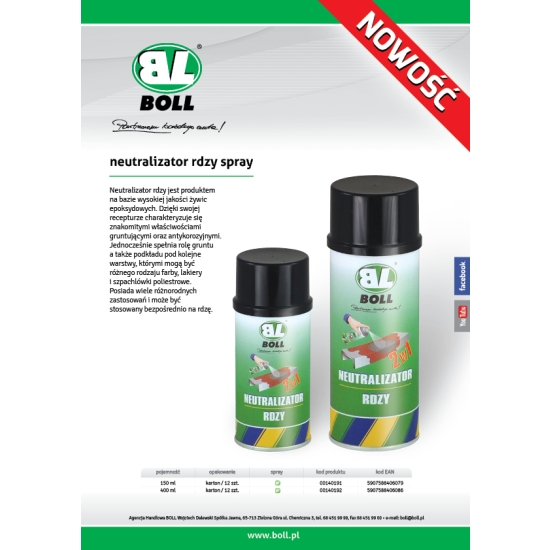 BOLL 250 ml NEUTRALIZATOR RDZY NA PĘDZELEK z podkładem epoksydowym 1401