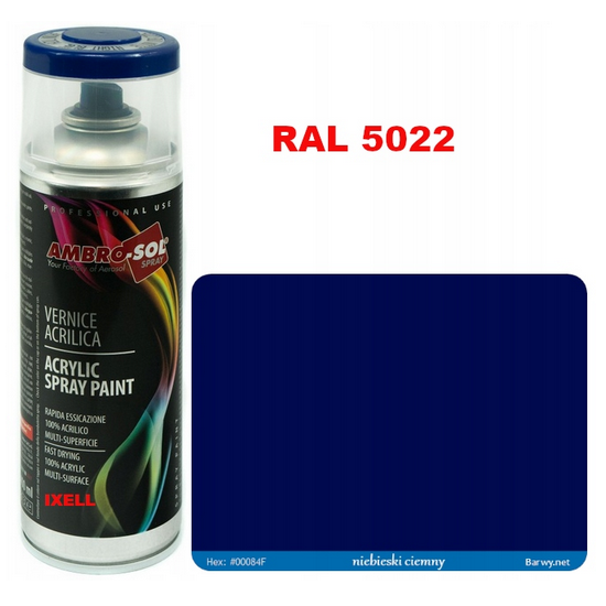 RAL 5022 LAKIER AKRYLOWY NIEBIESKI POŁYSK 400 ml spray AMBRO-SOL