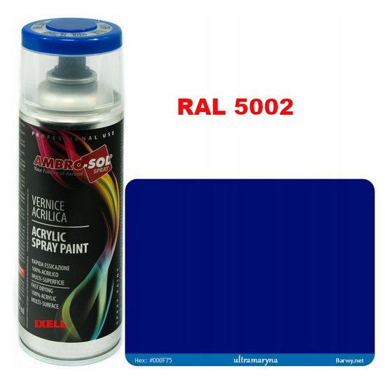 RAL 5002 LAKIER AKRYLOWY NIEBIESKI POŁYSK 400 ml spray AMBRO-SOL