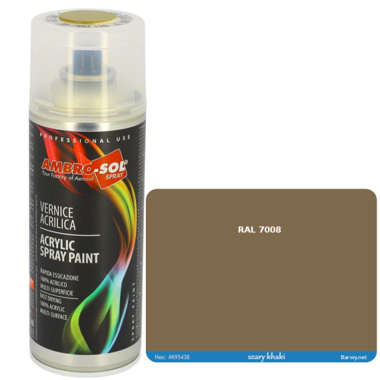 RAL 7008 LAKIER AKRYLOWY CZARNY KHAKI SZARY MILITARY 400 ml spray AMBRO-SOL