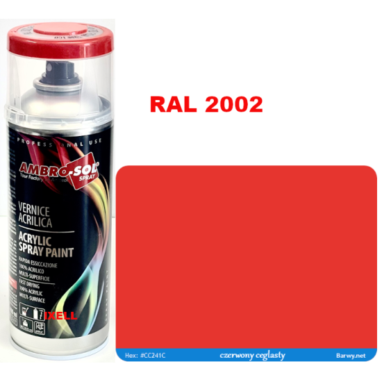 RAL 2002 LAKIER AKRYLOWY POMARAŃCZOWY POŁYSK 400 ml spray AMBRO-SOL